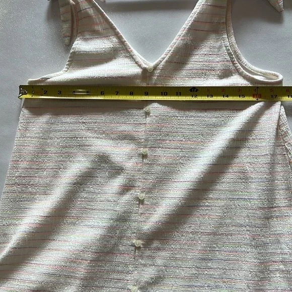 LOFT Cream Tie Shoulder Dress with neon threading accents in size SP - Picture 5 of 8